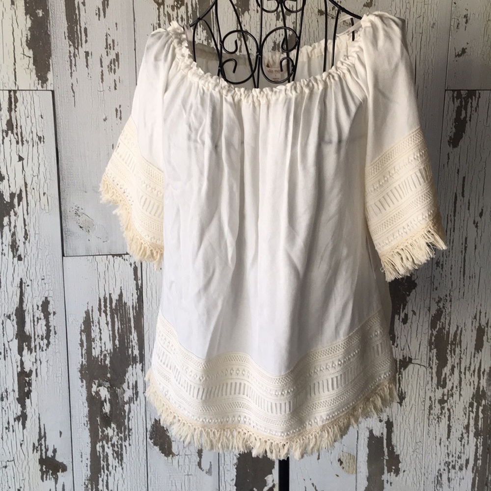Ella Moss cream lace blouse